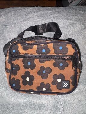 Floral Print Brown Belt Bag with Adjustable Strap